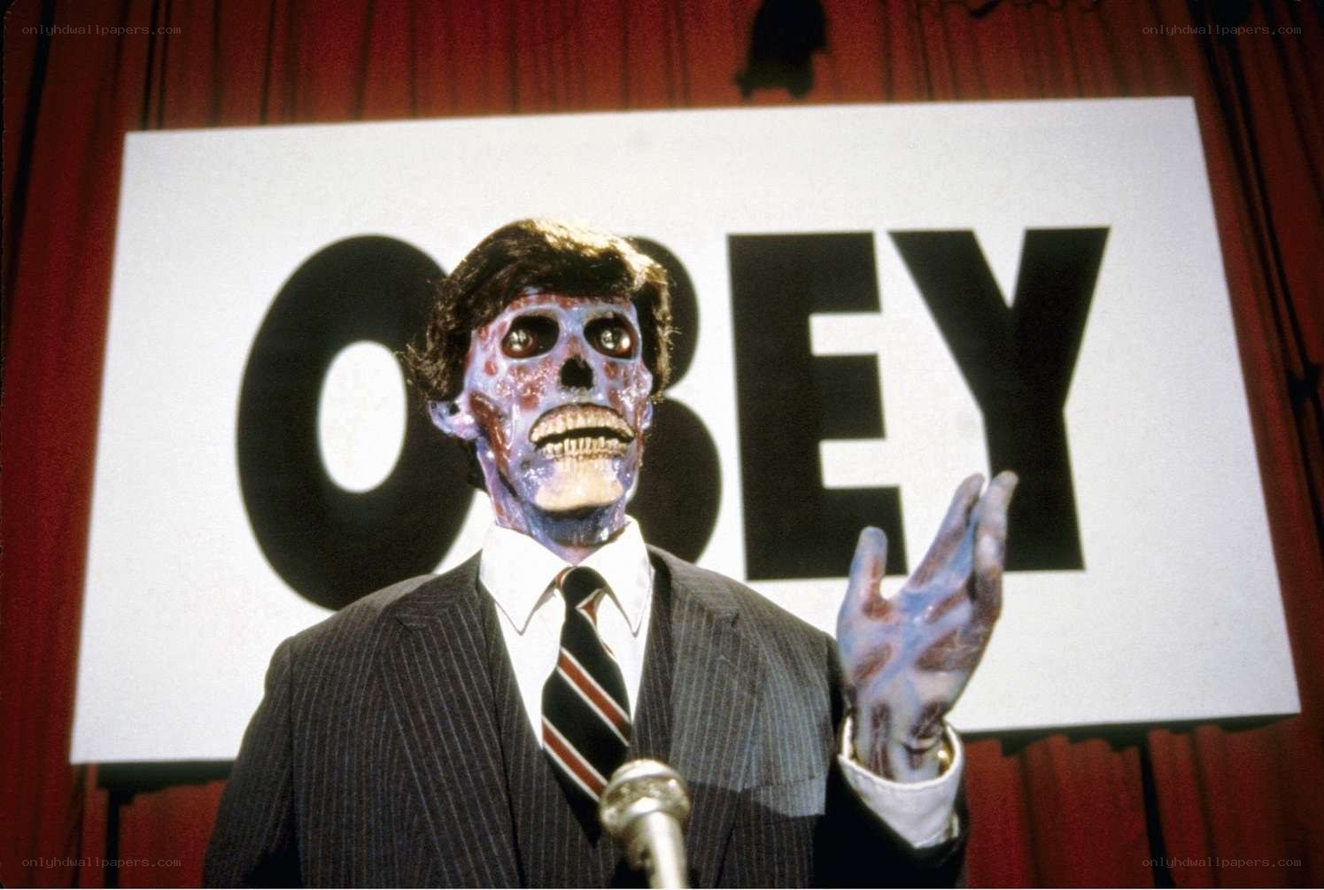 Zombie man at podium
