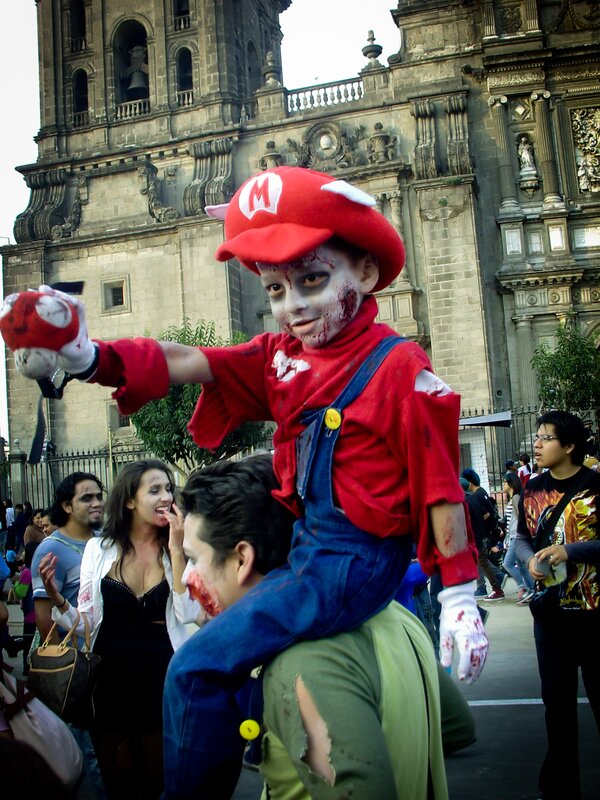 Zombie Mario costume at parade