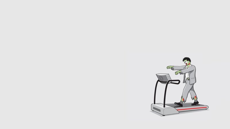 Zombie on Treadmill — Gray, Humorous