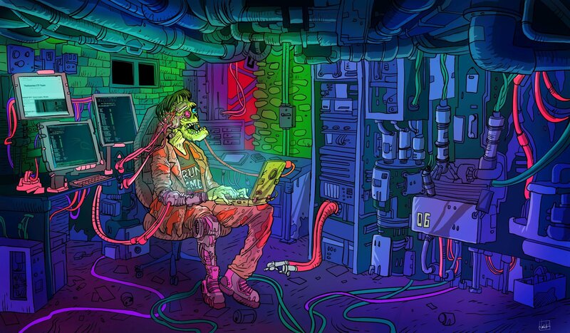 Zombie Programmer at Desk