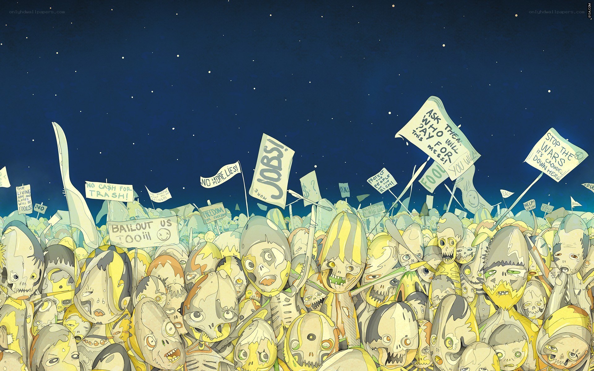 Zombie protest at night
