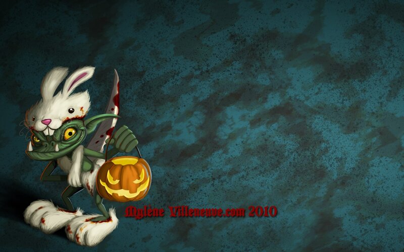zombie rabbit with pumpkin