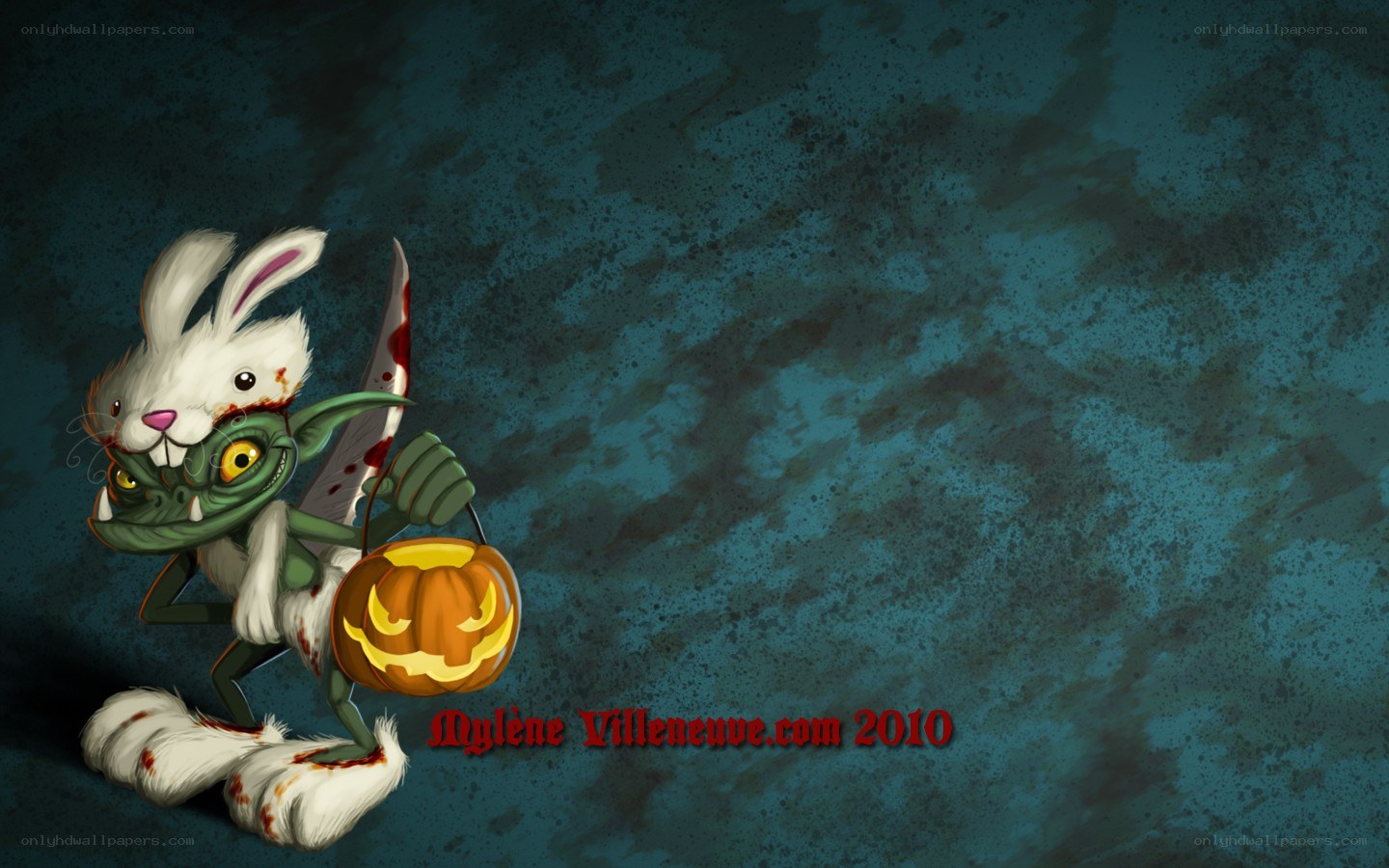 zombie rabbit with pumpkin