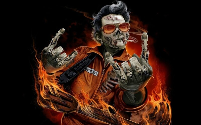 zombie rock musician with guitar