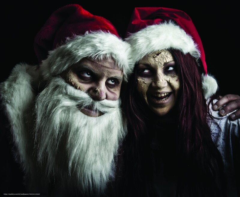 zombie santa and woman