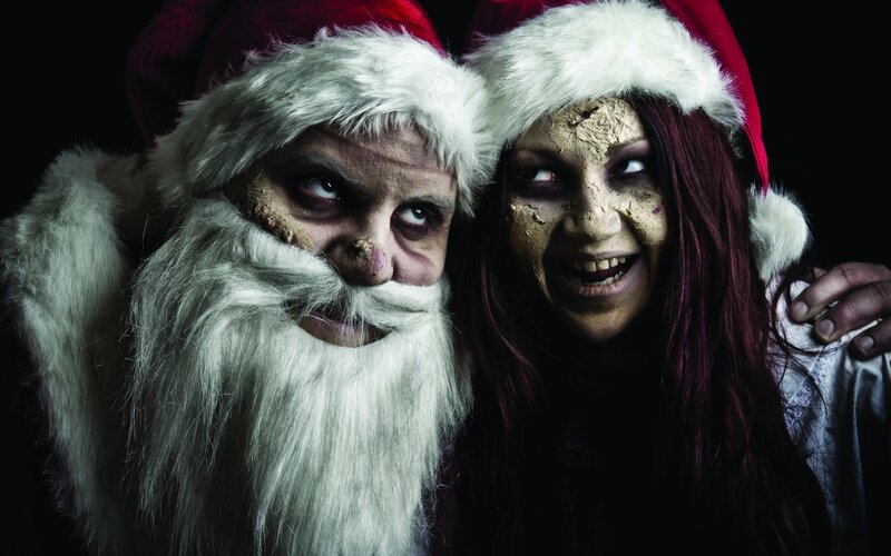 zombie santa and woman