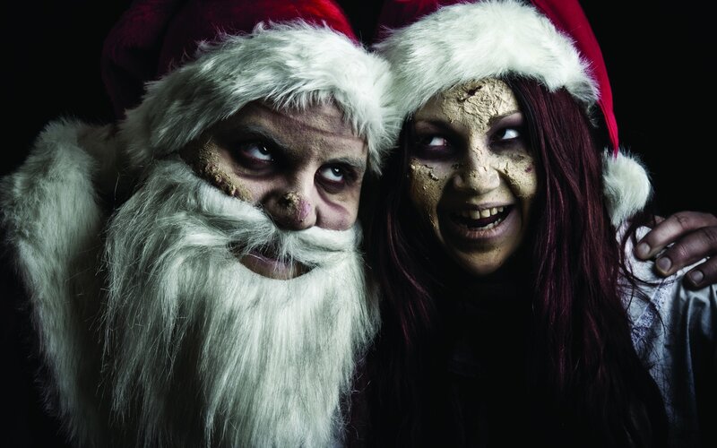 zombie santa and woman