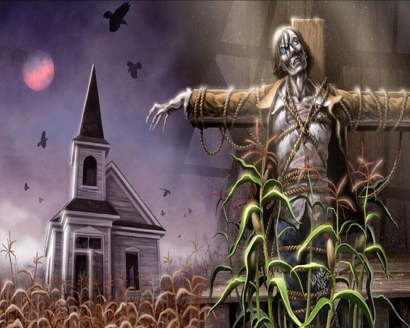 Zombie Scarecrow in Cornfield