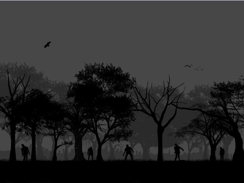 zombie silhouettes in forest