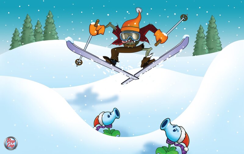 Zombie skiing in snow