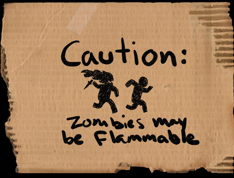 Zombie Warning Sign — Brown, Illustration