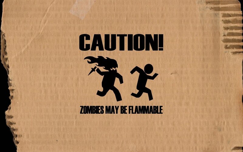 Zombie Warning Sign — Brown, Vector Art