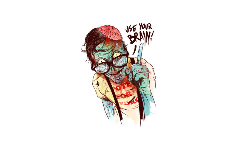 zombie with brain exposed
