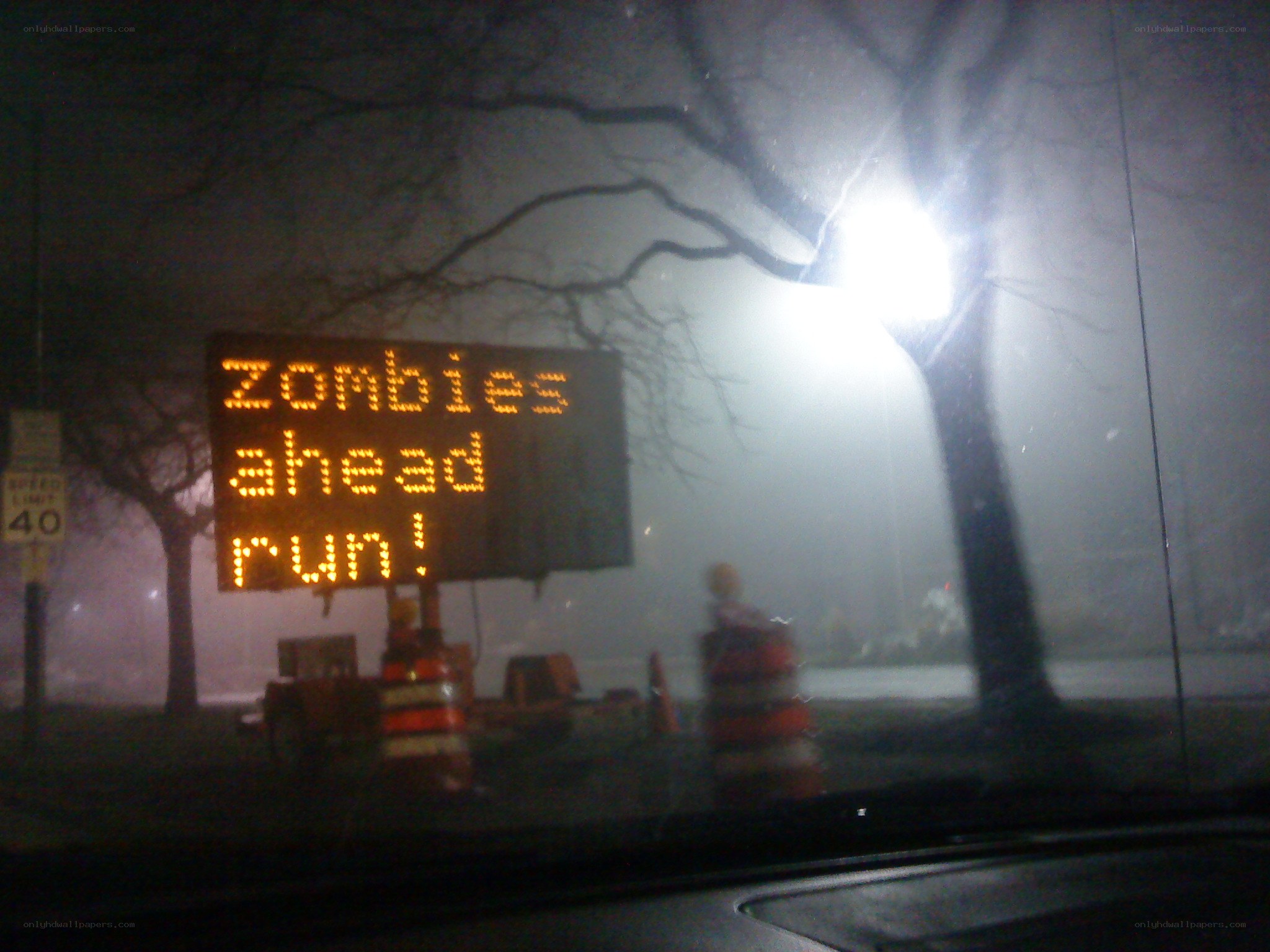 Zombies ahead warning sign