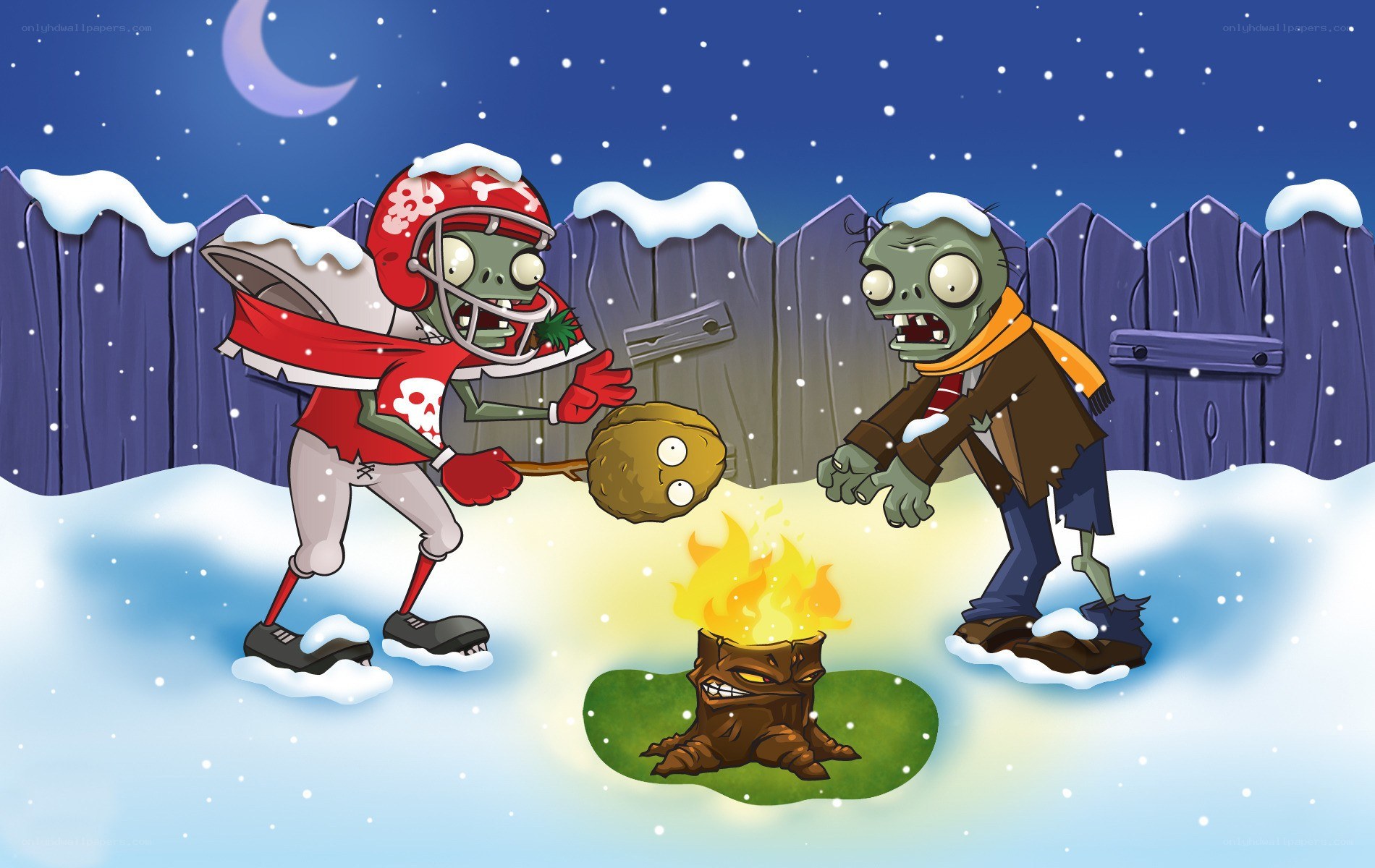 Zombies by a fire in snow