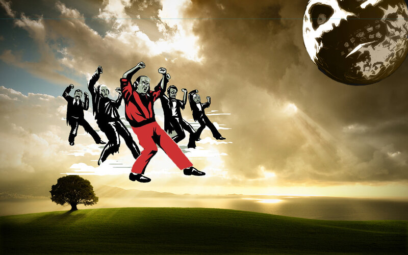Zombies dancing on a hill