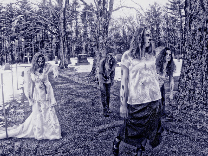 zombies in a cemetery