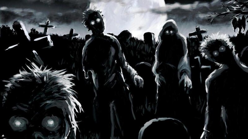 zombies in a graveyard