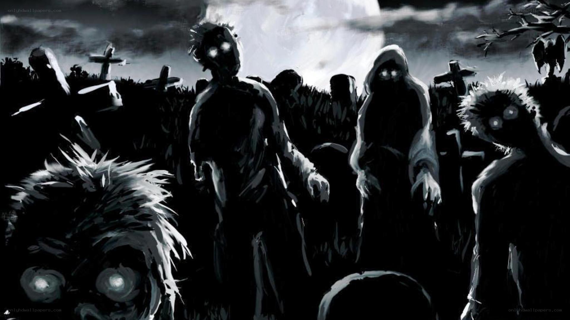 zombies in a graveyard