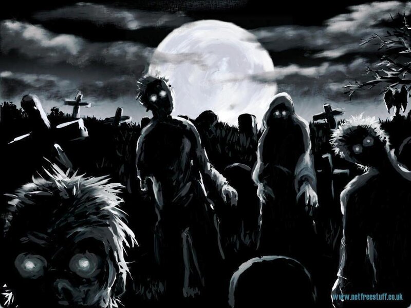 zombies in a graveyard