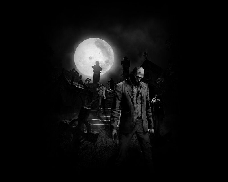 zombies in a graveyard at night