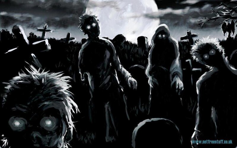 Zombies in a Graveyard — Black, Dark