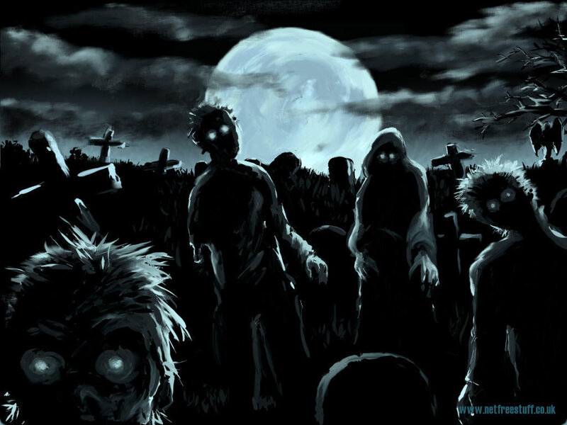 zombies in a graveyard
