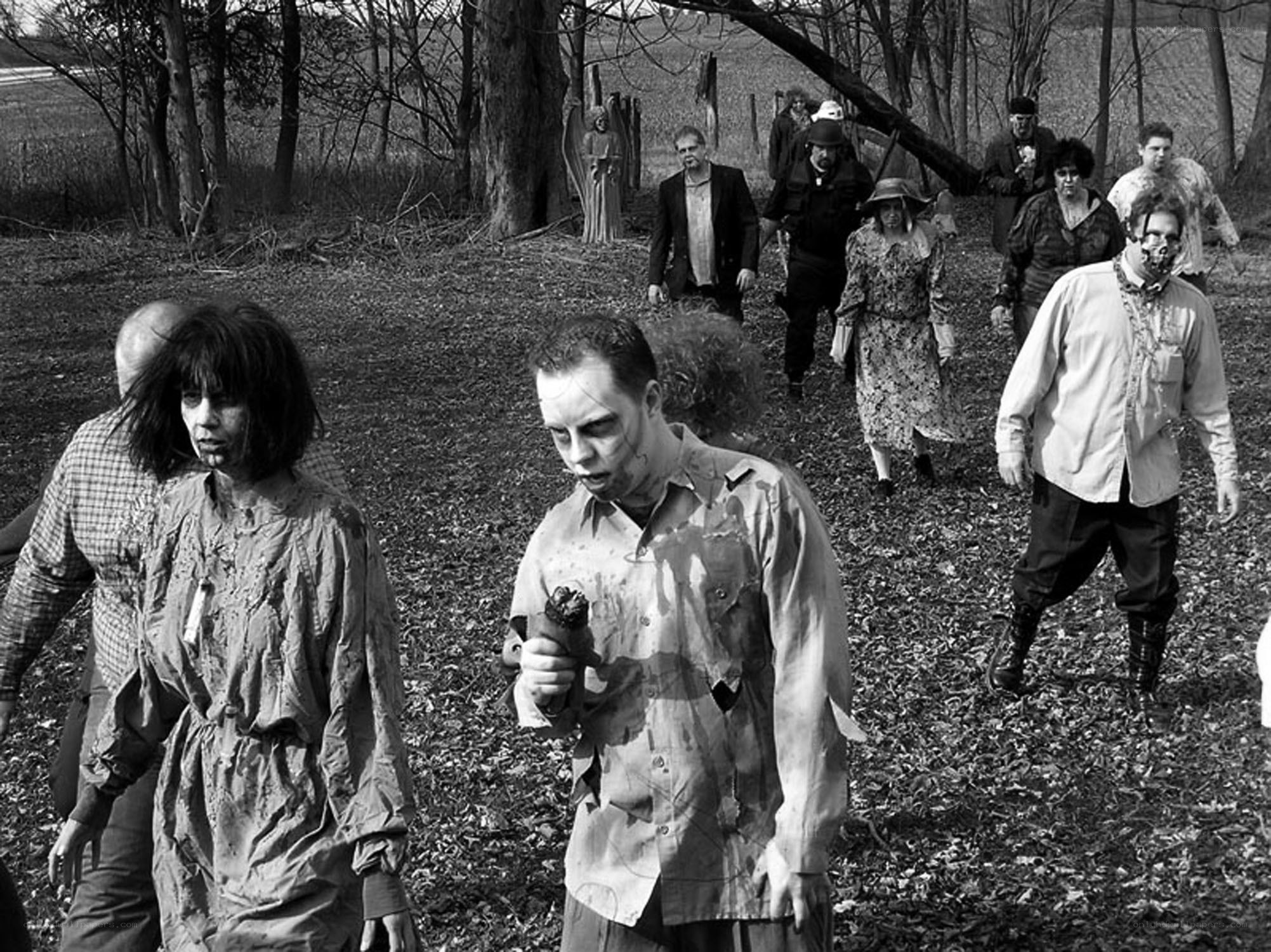 zombies in a wooded area