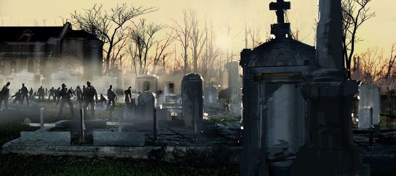 Zombies in Cemetery — Gray