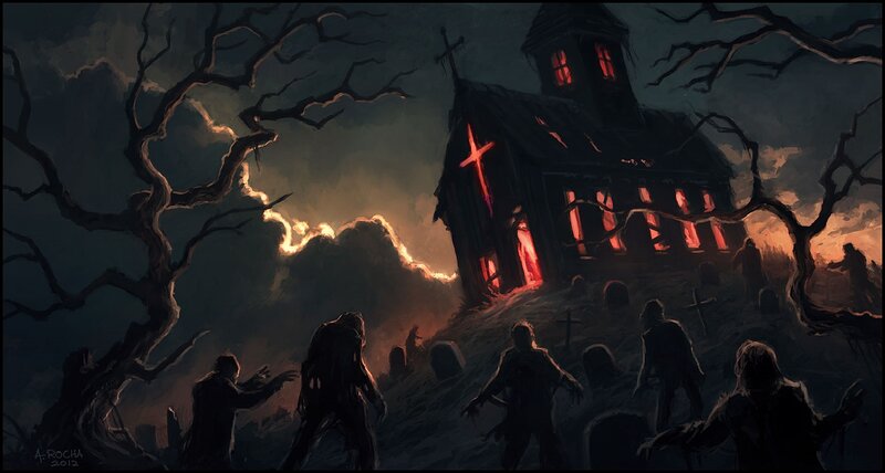 Zombies in Graveyard — Black