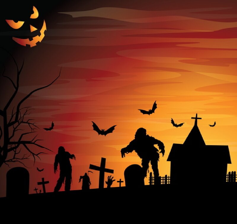 Zombies in Graveyard — Orange