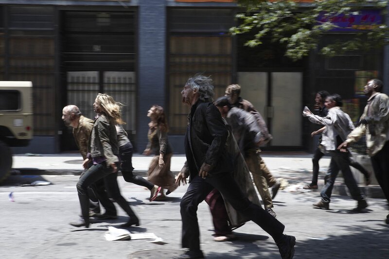 Zombies Running on Street — Gray
