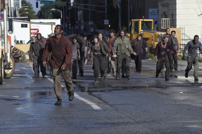 zombies walking down street