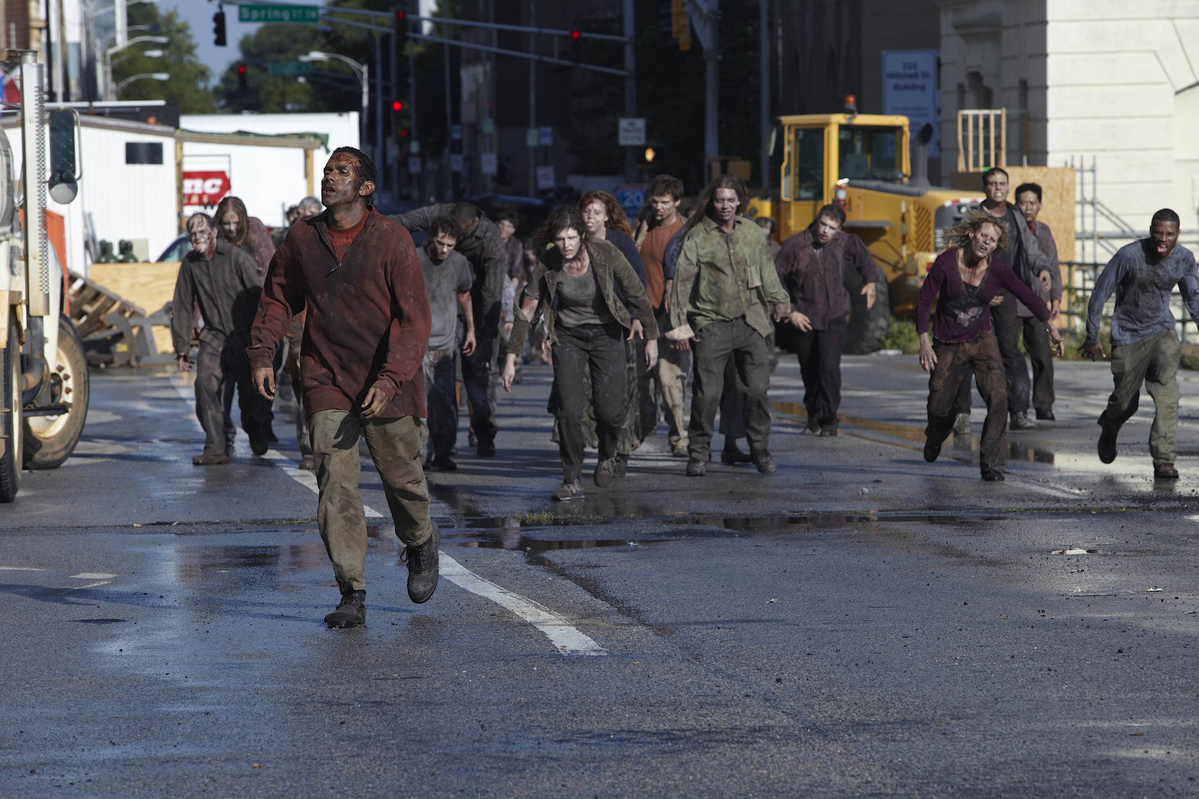 zombies walking down street