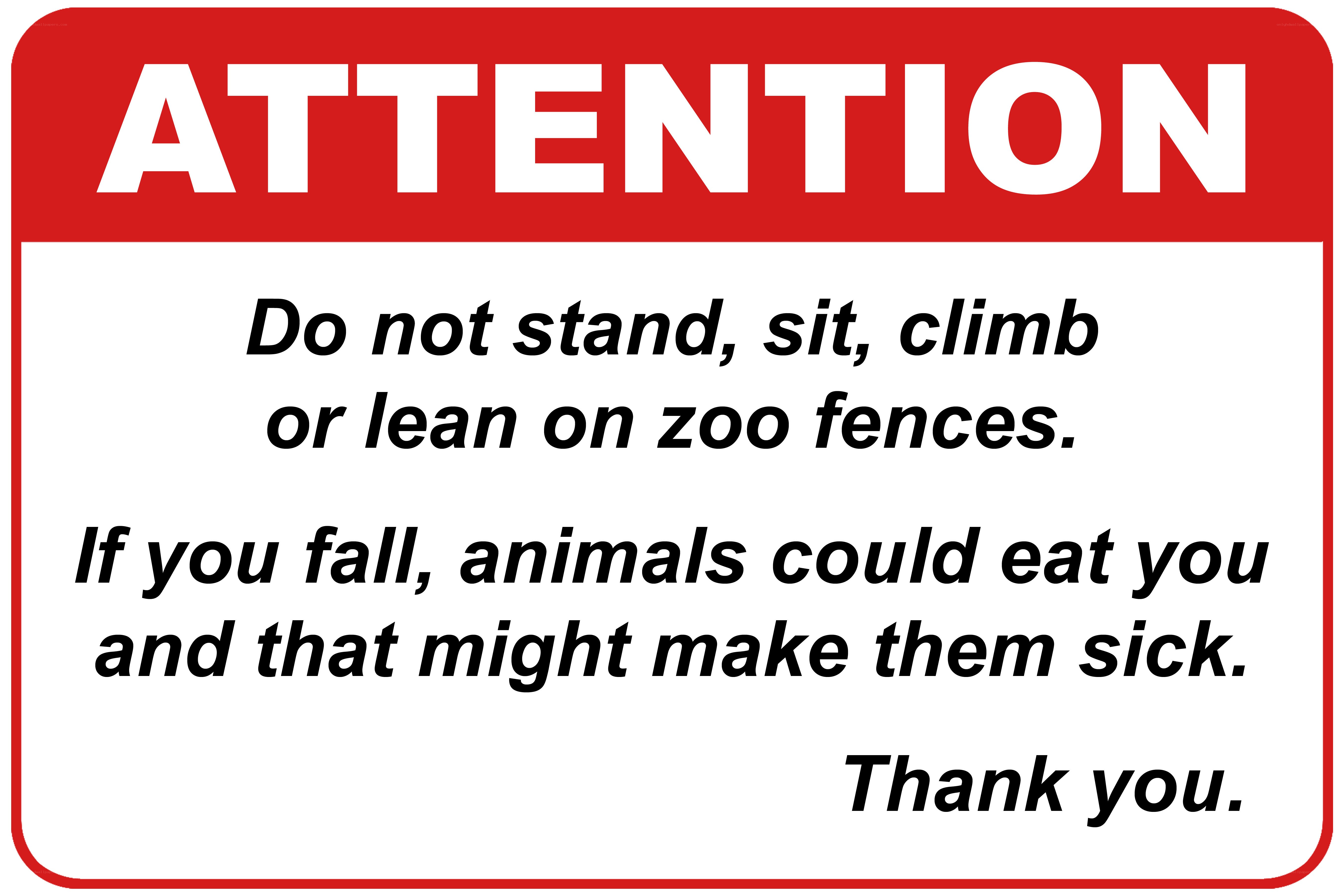 zoo fence warning sign