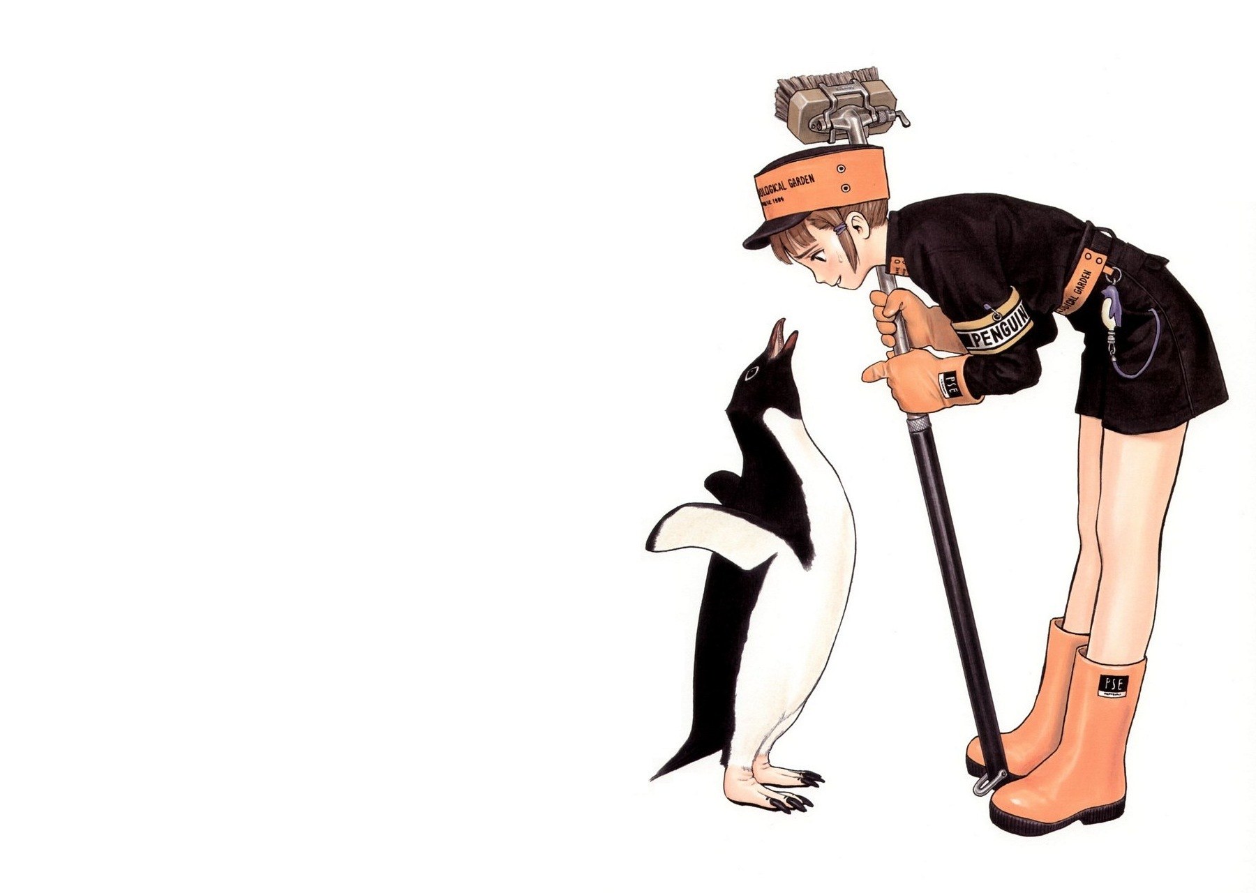 zoo worker with penguin