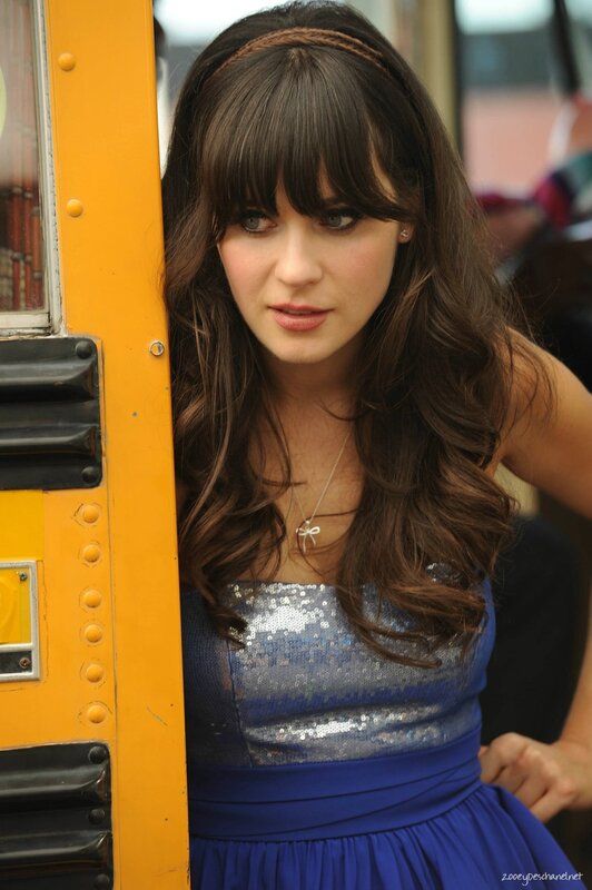 Zooey Deschanel in blue dress