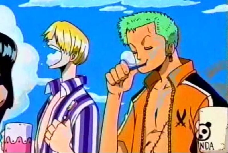 Zoro and Sanji eating ice cream
