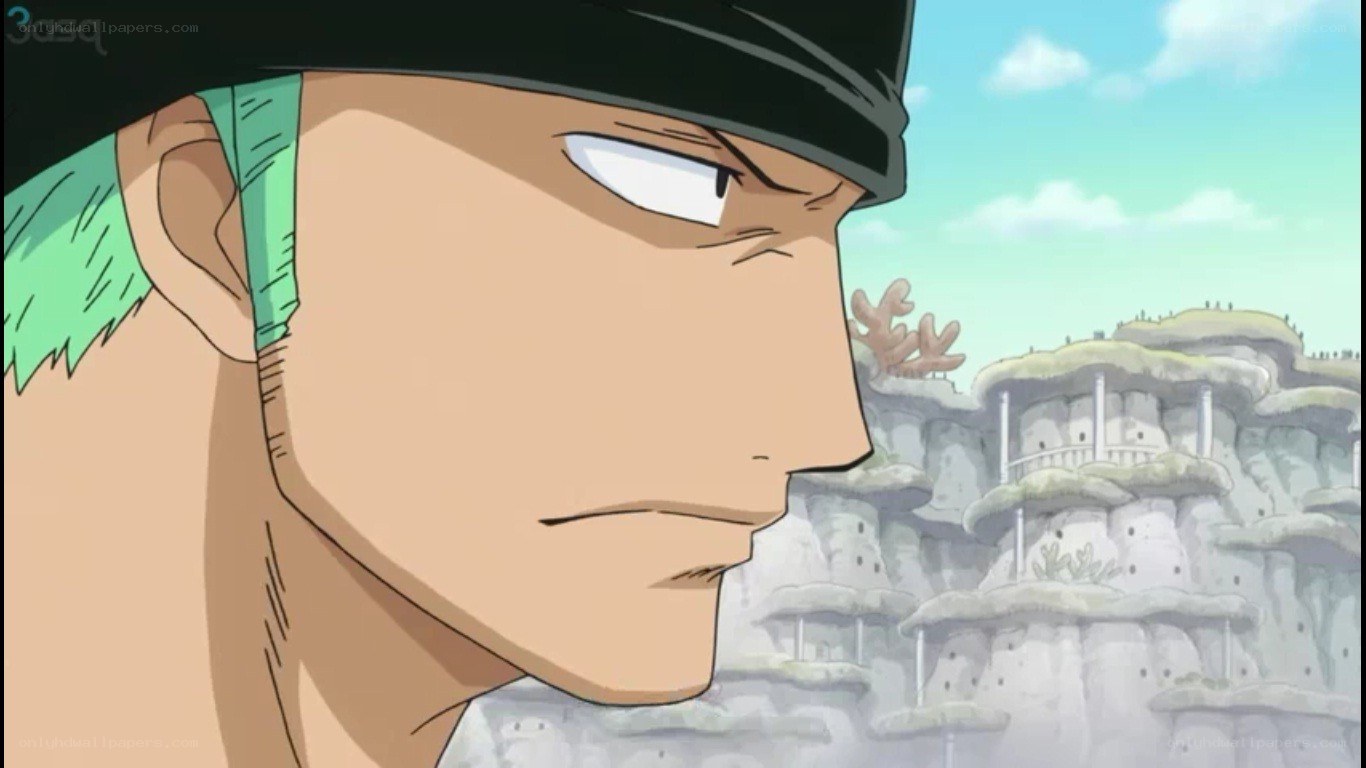Zoro looking at a cliffside village