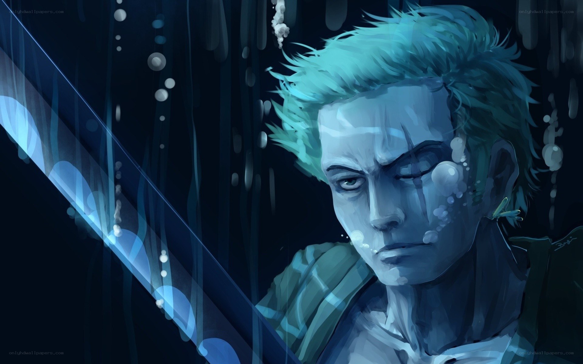 Zoro underwater with sword