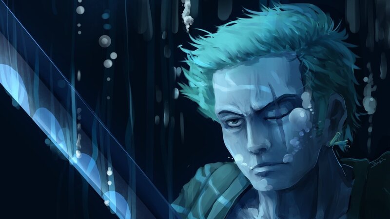 Zoro underwater with sword