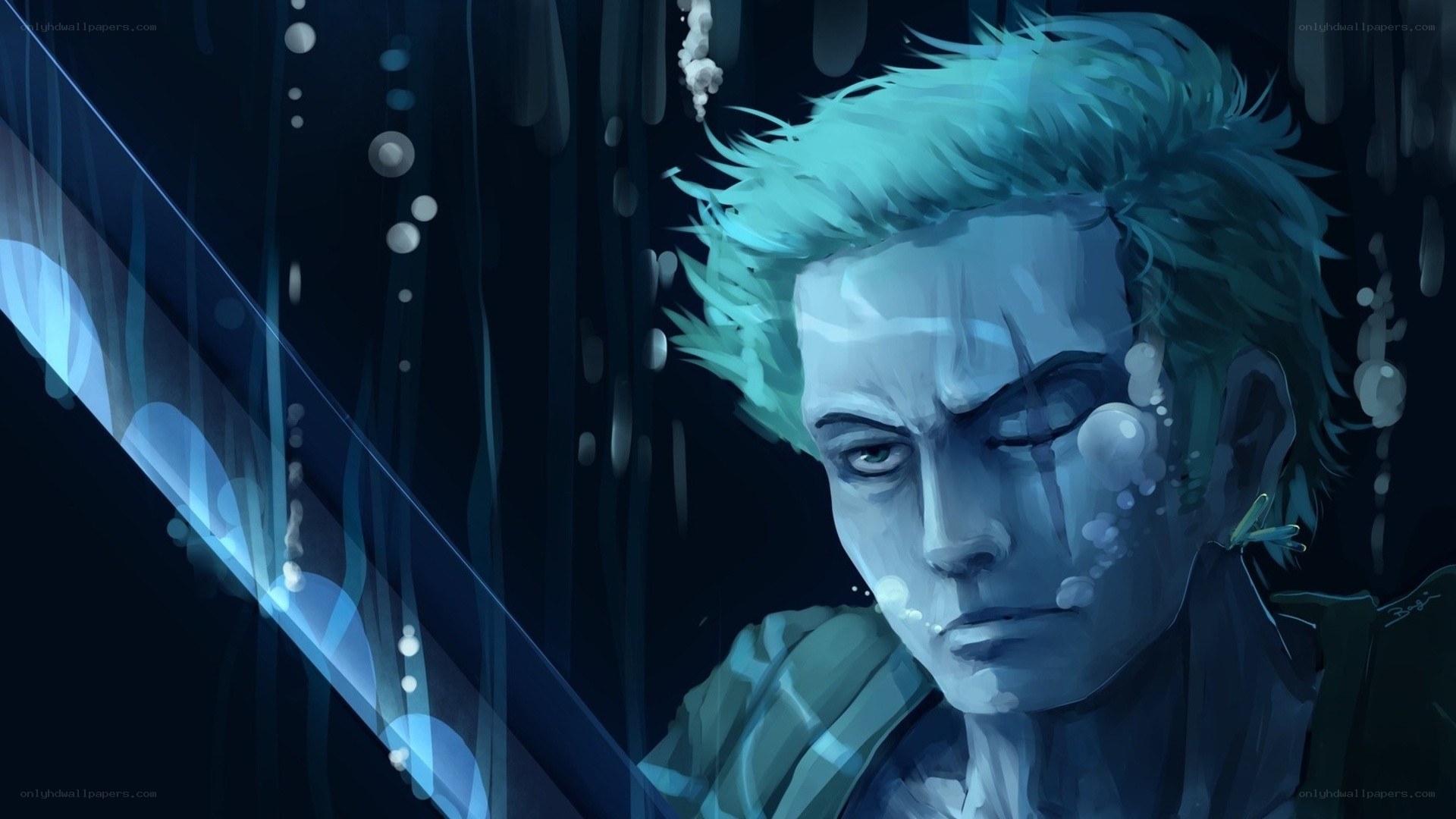 Zoro underwater with sword