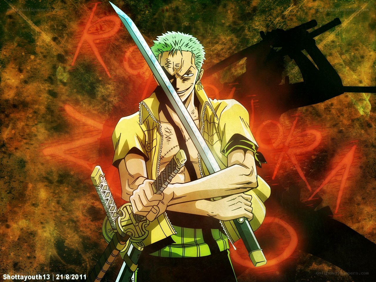 Zoro with swords in action
