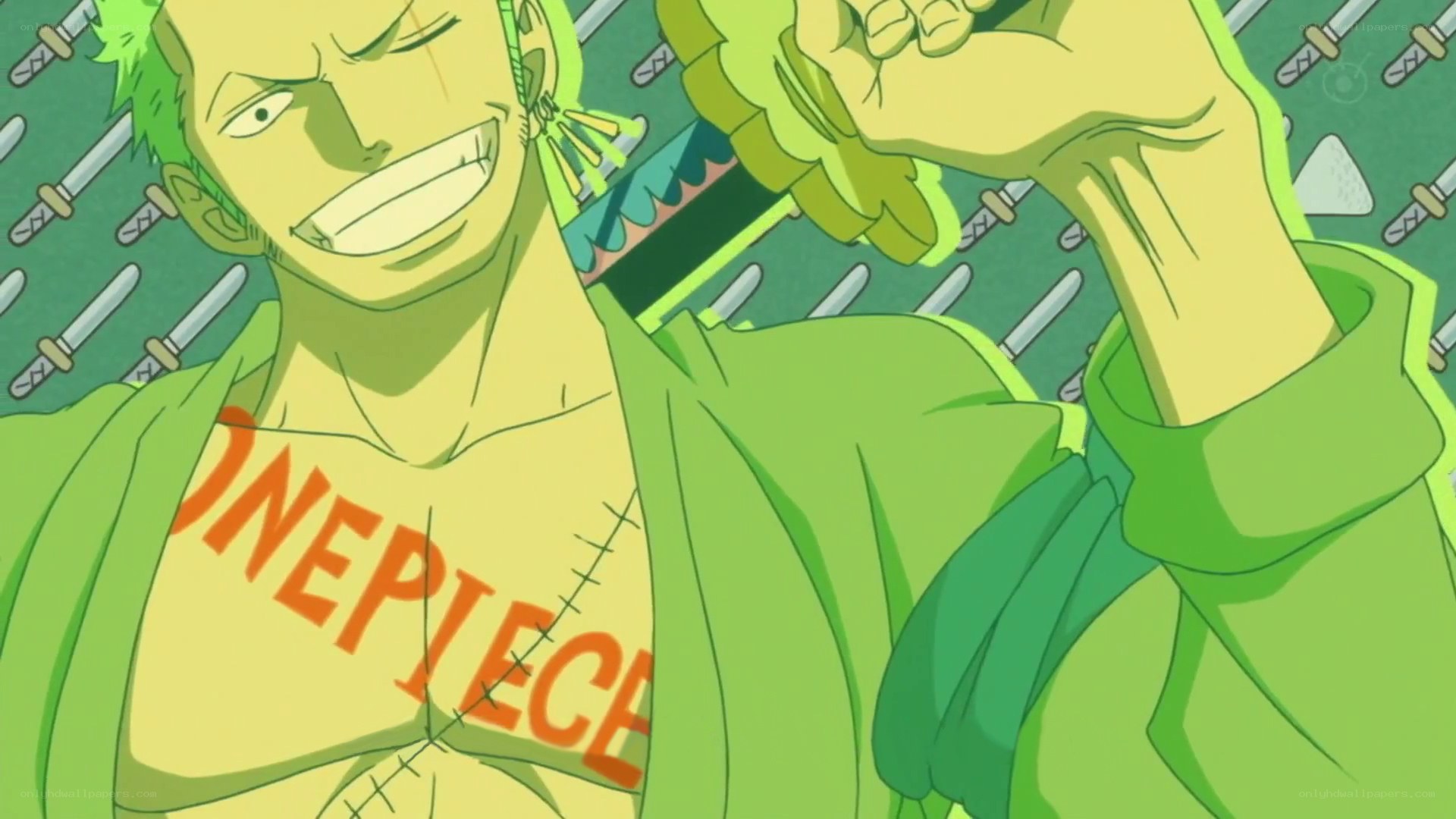 Zoro with swords in background