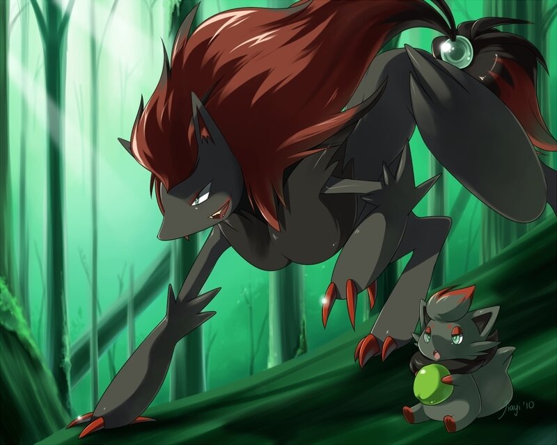 Zoroark and Zorua in the forest