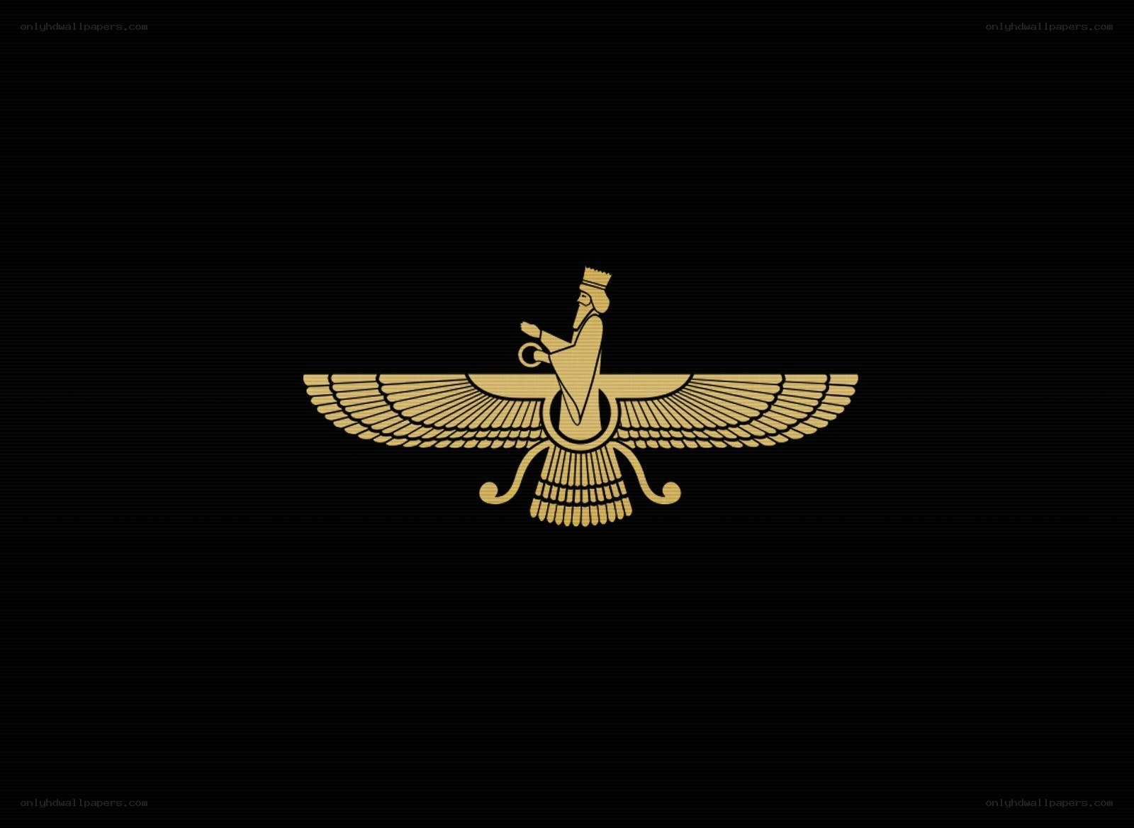 Zoroastrian symbol on black