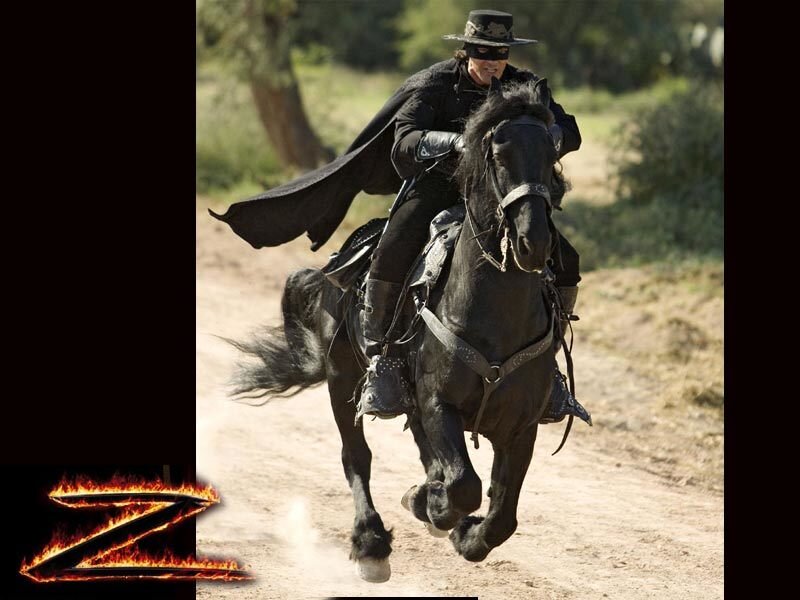 Zorro on a black horse