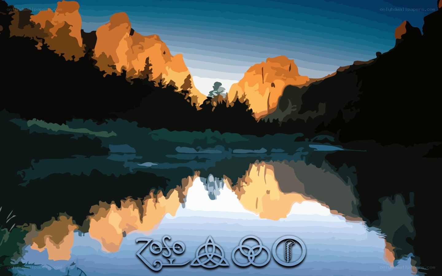 Zoso logo with mountain reflection