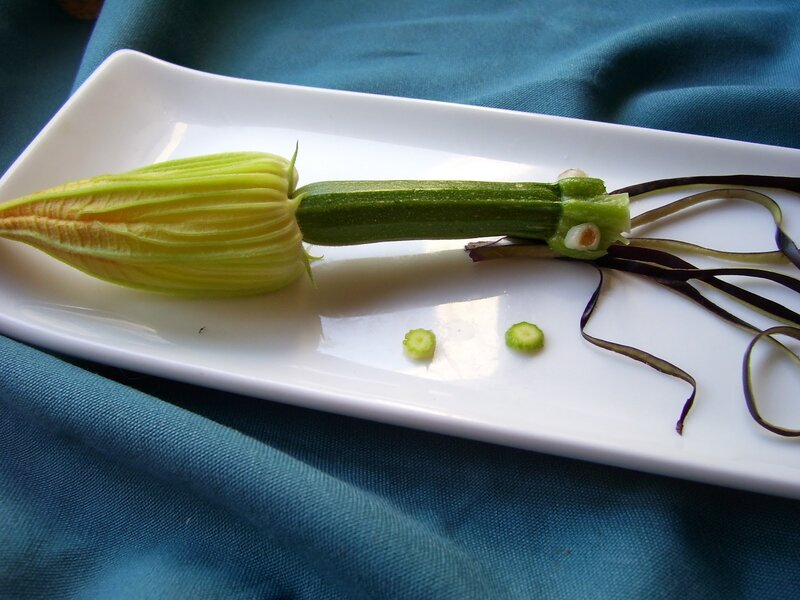Zucchini flower on a plate