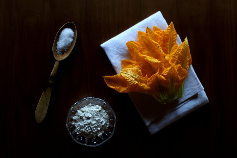 Zucchini Flowers on Cloth